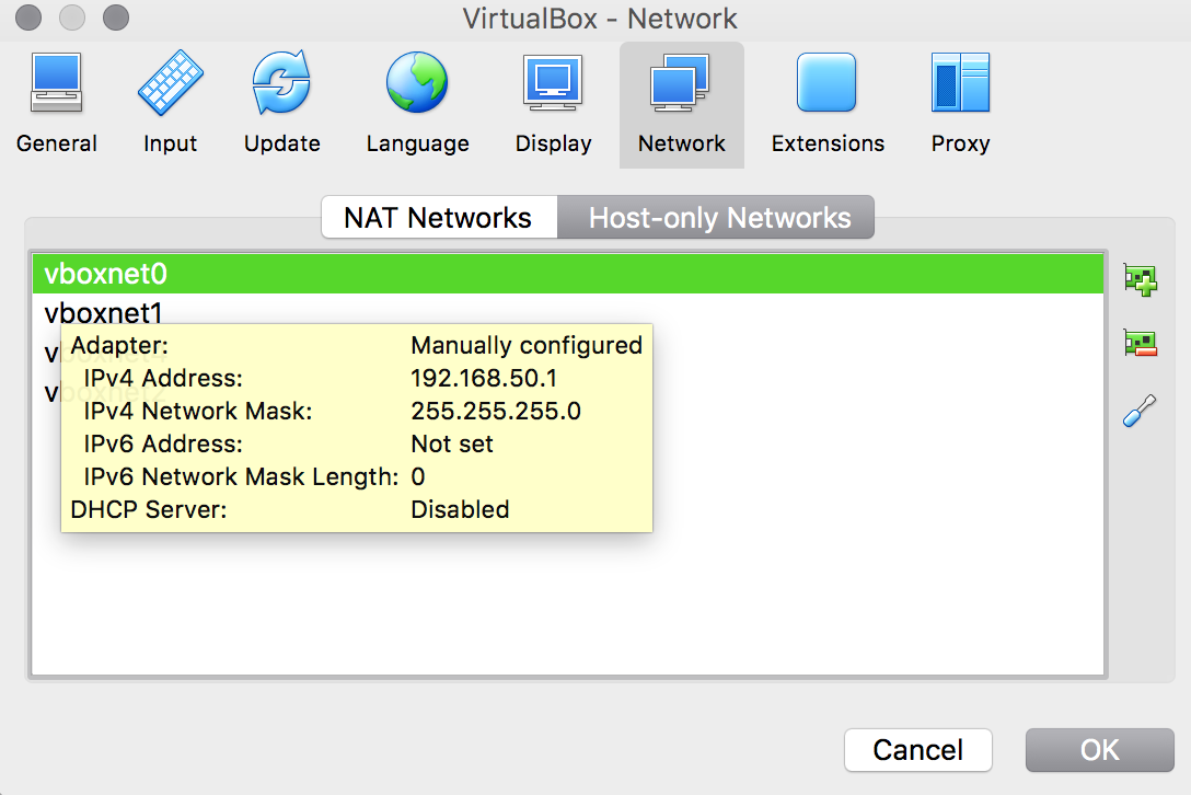 A screenshot of the VirtualBox network settings.